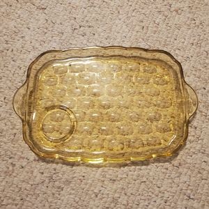 Vtg Federal Glass Yorktown Amber Bubble Snack Tray